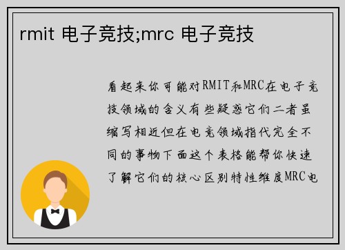 rmit 电子竞技;mrc 电子竞技